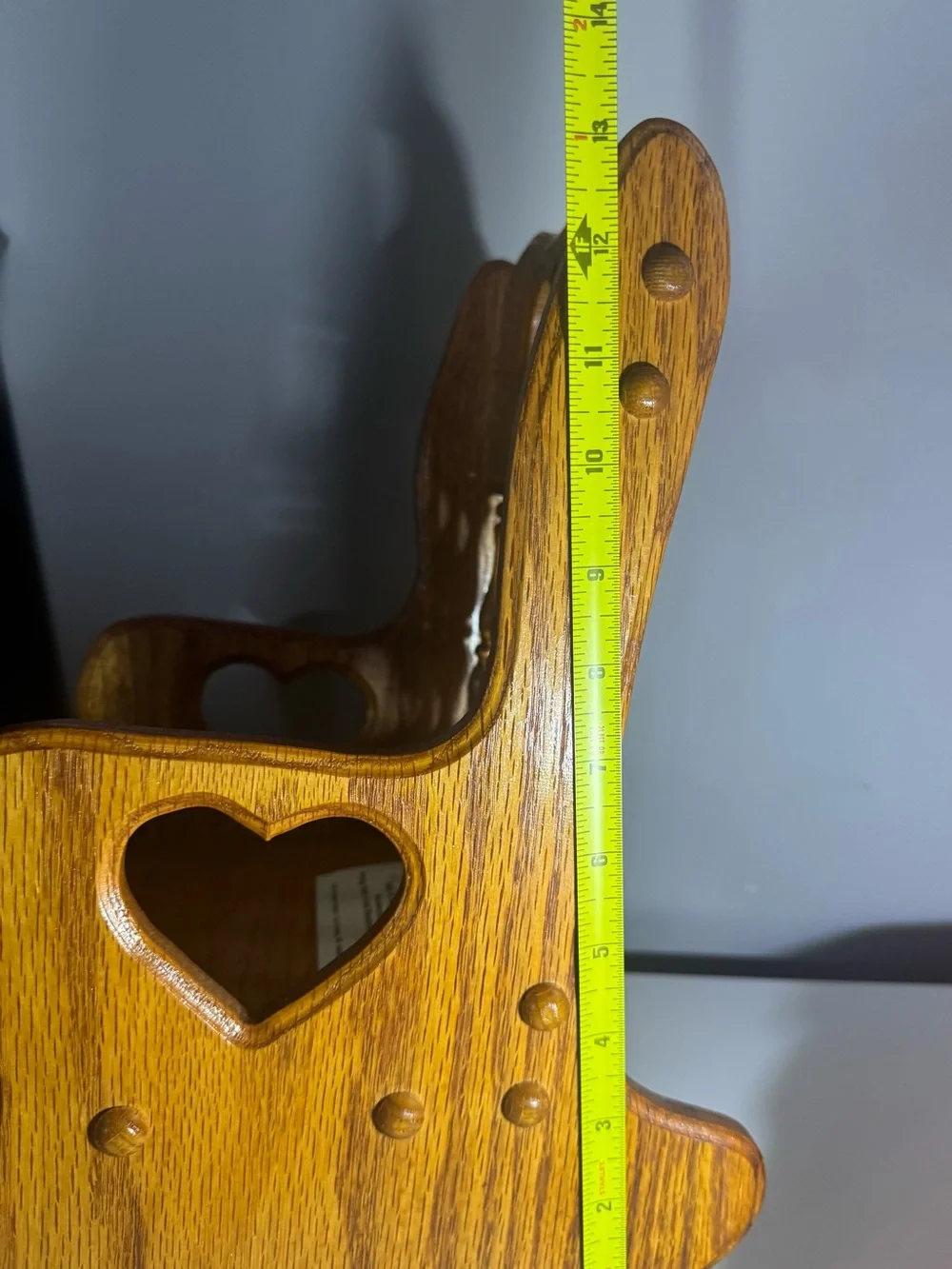 Handcrafted Oak Heart Rocking Chair Accent - Oak Finish